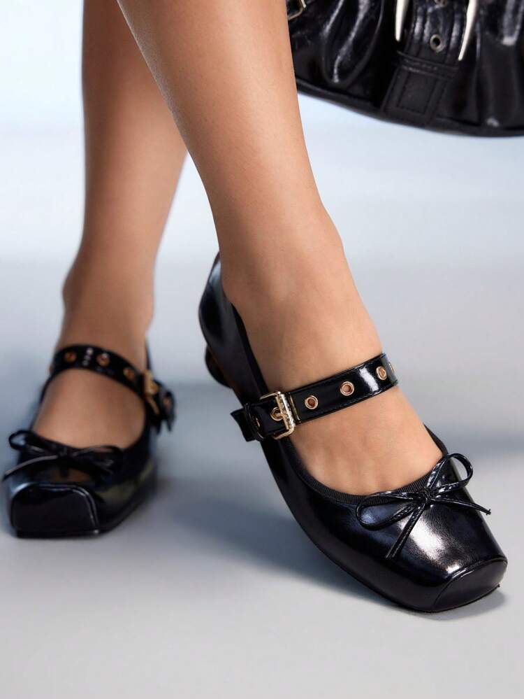 CUCCOO GRLICON Women's Fashion Versatile Bow Decor Flat Shoes