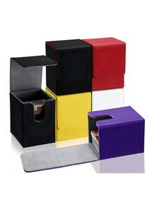 MTG 卡牌盒 PU 皮革 - 磁性闭合 TCG CCG 收纳盒可容纳 100 多张单/双套卡 - 便携式万智牌卡牌盒，适用于游戏配件 - 彩色 - 查看 1