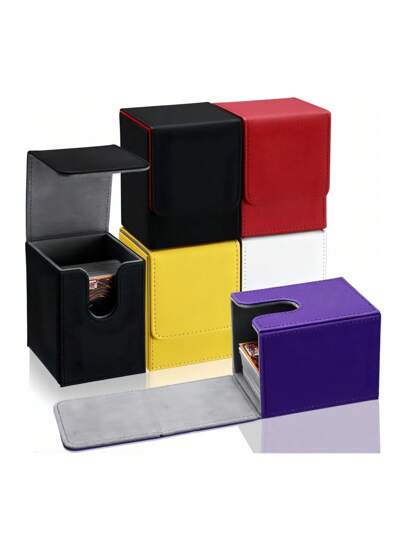 MTG Card Deck Box PU Leather - Magnetic Closure TCG CCG Storage Case Holds 100+ Single/Double Sleeved Cards - Portable Magic The Gathering Deck Holder For Gaming Accessories