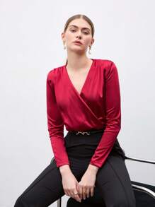 Maija Satin Long Sleeve Bodysuit Workwear