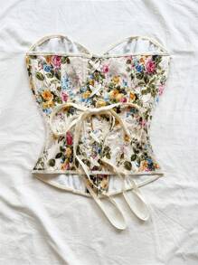 Soleia 女士夏季优雅花卉印花抹胸上衣 - 彩色 - 查看 2