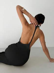 Firerie 波西米亚风女式露背修身奶油色纯色针织毛衣裙，优雅性感度假太阳裙