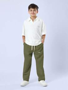 SUMWON 优质亚麻阔腿夏季直筒抽绳休闲沙滩裤，轻盈透气，适合秋冬春装度假穿着 - 橄欖綠 - 查看 3