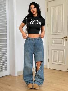 VaVaBold 短袖印花T恤图案T恤女式上衣