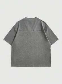 ROMWE MEN Men's Street Life Letter Print V-Neck Short Sleeve T-Shirt, Casual & Versatile Summer Wear