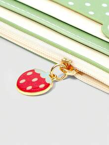 Strawberry Shortcake | ROMWE Cartoon Strawberry Girl Cardholder Card Wallet Zipper Coin Purse Key Chain - Green - View 5