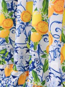 Girls' Fruit Print Fully Allover Print Summer Vacation Slip Dress - Yellow - View 8