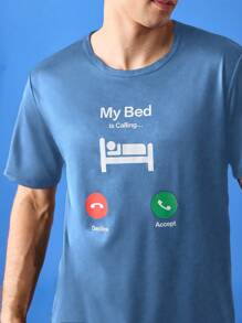 Casual "My Bed" Graphic Comfy T-Shirt, Men Home Clothing Pullover
