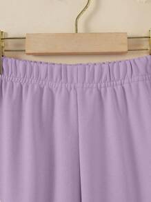 Sparklyn 女大童字母圖案衛衣和衛褲 - 紫色 - 查看 4