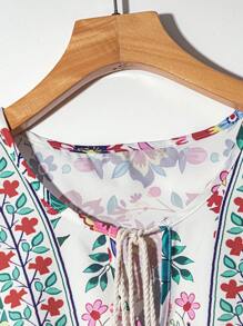 EMERY ROSE Camicetta senza maniche con stampa all-over e lacci anteriori, estiva, da donna