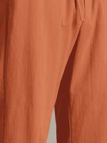 Manfinity VCAY Men Woven Casual Daily Solid Color Orange Saffron Pants, For Summer, Fall - Brown - View 4