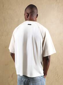 SUMWON Essential Raglan Short Sleeve T-Shirt Basic Everyday Cotton Blend Crewneck Summer Spring Casual Lounge Relaxed Fit - White - View 2