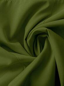 SHEIN Tall 大码女式松紧腰百搭休闲直筒阔腿裤 - 軍綠色 - 查看 5