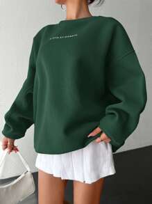 Cottnline Sudadera holgada informal con impresión de letra para mujer
