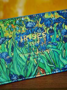 SHEIN Touch of Art 1个PU皮革鸢尾花印花卡包，可收纳硬币和现金，设有3个卡槽，配有可拆卸挂绳，方便挂在包包/衣服上，适合女性和学生，梵高风格，艺术气息，优雅，适合夏季、春季、海滩、度假等场合，可作包包挂饰。 - 彩色 - 查看 5