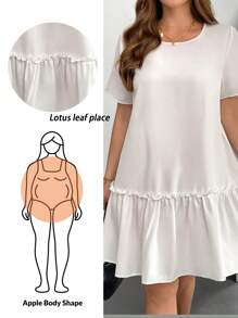SHEIN Essnce Plus-Size White Dress For Women, Loose And Comfortable Plus-Size Women's Clothing, Plus-Size Summer White Dress, Doll Dress, Cute Dress Modest Dresses For Women Summer Dresses For Women,Country Concert Outfit Casual Dresses For Woman - White - View 1