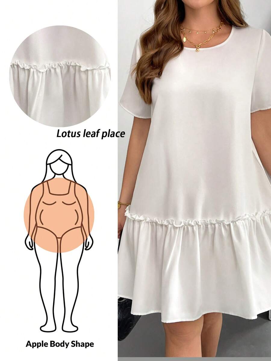 SHEIN Essnce Plus-Size White Dress For Women, Loose And Comfortable Plus-Size Women's Clothing, Plus-Size Summer White Dress, Doll Dress, Cute Dress Modest Dresses For Women Summer Dresses For Women,Country Concert Outfit Casual Dresses For Woman - White - View 1
