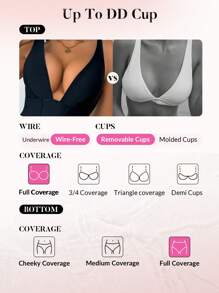 Swim DD+ Solid Color Sexy One-Piece Swimsuit For Beach/Resort For Summer Beach Vacation - Black - View 4