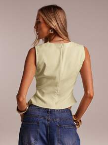 Avantive 夏季女士舞会/正式/海滩/度假/可爱/西部装/商务休闲/优雅/生日/外出/俱乐部/办公室/节日/锐舞/工作/优雅/乡村音乐会/早午餐/老钱/机场/端庄/教堂/童话/性感/有趣/嬉皮/茶会/千禧年/街头服饰/2000 年代/迪斯科/春假/毕业/婚礼嘉宾/鸡尾酒会/复古/度假/ 1960 年代/无袖褶皱上衣 - 杏色 - 查看 2