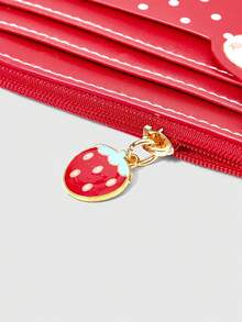 Strawberry Shortcake | ROMWE 草莓卡通图案公交卡包拉链零钱包钥匙扣 - 紅色 - 查看 6