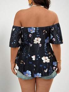SHEIN VCAY Artı Omuz Açık Bağcıklı Ön Tişört - Siyah - Görünüm 2