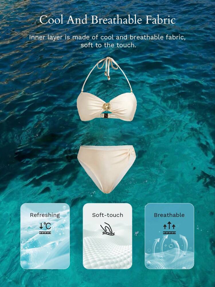 RUCHED HALTER BIKINI SET FOR SUMMER BEACH VACATION