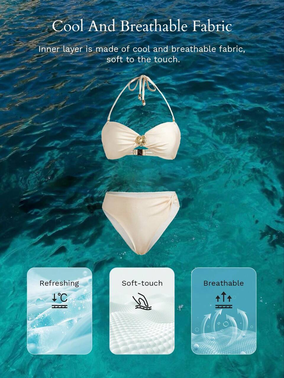RUCHED HALTER BIKINI SET FOR SUMMER BEACH VACATION