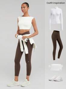 GLOWMODE Featherfit™ Just Do U-back Cap Sleeve Crop Top - 白色 - 查看 7