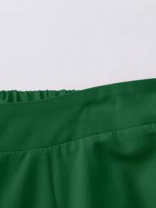 Rometta Quần ống rộng màu trơn cỡ lớn đa năng thường ngày - Màu xanh lá cây đậm - Xem 4