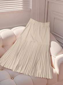 GlowEve Women's Elegant Ruched Asymmetrical Hem Romantic Skirt Fall Cloth For Women - Apricot - View 2