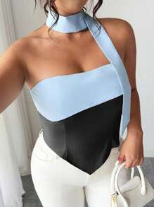 Elenzga Halloween Plus Size Women Colorblock Bandeau, Casual Ladies Top, Spring/Summer - Multicolor - View 4
