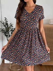 EMERY ROSE Women Floral Print Casual Short Sleeve Mini Dress Dresses For Women Summer - Multicolor - View 8