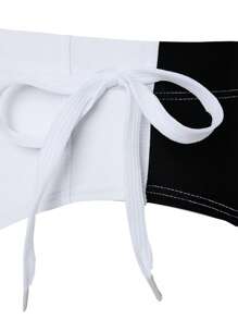 ZELFYO Bañadores de triángulo con nudos y color contrastante para hombres, adecuados para la playa en verano - Blanco y Negro - Ver 4