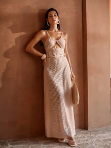 MOTF PREMIUM CUTOUT CHEVRON PATTERN COVER UP DRESS