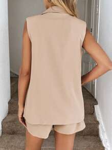 Easowa Women'S Single-Breasted Suit Vest And Shorts Set In Fall/Winter - Apricot - View 2