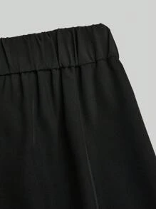 Elenzga Plus Size Women's Solid Color High Waist Pleated Wide Leg Loose Pants, Exquisite And Elegant Style Fall Cloth For Women