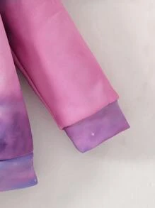 Young Girl Casual Dreamlike Purple Gradient Tie-Dye Unicorn Print Hooded Long Sleeve Sweatshirt, Suitable For Spring And Autumn Fall Winter - Purple - View 5