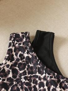 4pcs/Set Young Girl' Vacation Casual Leopard Print Match Solid Color Vest & Wide Leg Pants Outfit