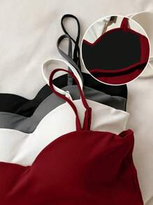 Comfortcana Set de 4 camisolas/tops con sujetador incorporado y acolchado, aptas para uso en verano