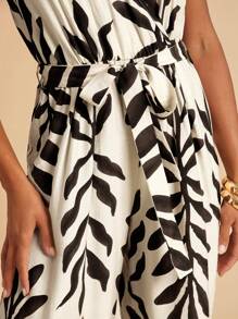 Travachic 女式夏季印花吊带背心连体裤，配自系腰带，无袖，女士夏季服装，沙滩装，春夏，复活节，节日服装，女士沙滩装，春假，女士度假服装，女士音乐会服装，波西米亚风，波西米亚风，音乐节，热带度假女装，浪漫，外出上衣，女士约会夜服装，所有女装，秋装，秋季