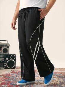 Manfinity VCAY Plus Size Men's Casual Loose Woven Long Pants - Black - View 7