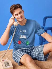 Casual "My Bed" Graphic Comfy T-Shirt, Men Home Clothing Pullover