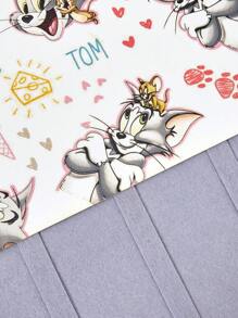 TOM & JERRY X SHEIN 卡通字母图案毛毡布收纳 - 淺灰色 - 查看 3