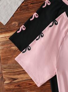 Set de 2 camisetas para adolescentes, camiseta suelta con estampado de números y letras, adecuada para deportes, actividades al aire libre, uso casual, esencial de verano