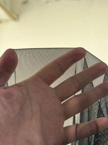 SHEIN EZwear Plus Tie Front Mesh Top Without Cami Top - Black - View 5