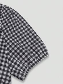 INAWLY Plus Size Crew Neck Short Sleeve Plaid Long Casual Dress
