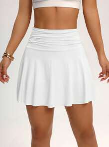 Easithlete 女式休闲褶饰高腰运动裙，夏季
