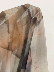 DAZY 扎染落肩网眼上衣（无抹胸）透明长袖女式上衣