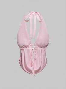 ROMWE 重磅刺绣亮片装饰露背垂坠领海滩度假性感女式背心