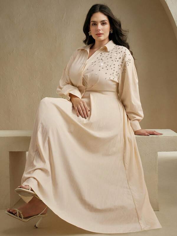 Anewsta Rochie elegantă de damă, mărime plus, cu design artistic, model high-fashion, model elegant